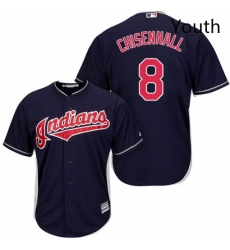 Youth Majestic Cleveland Indians 8 Lonnie Chisenhall Replica Navy Blue Alternate 1 Cool Base MLB Jersey