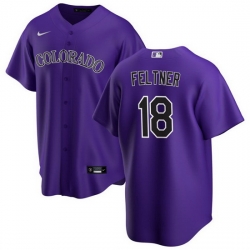 Men Colorado Rockies 18 Ryan Feltner Purple Stitched Baseball Jersey