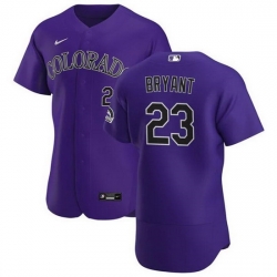 Men Colorado Rockies 23 Kris Bryant Purple Flex Base Stitched jersey