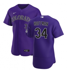 Men Colorado Rockies 34 Jeff Hoffman Men Nike Purple Alternate 2020 Flex Base Player MLB Jersey