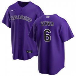 Men Colorado Rockies 6 Brian Serven Purple Stitched Baseball Jersey