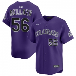 Men Colorado Rockies Nike Purple Alternate Limited Jersey Bellozo Valente 56