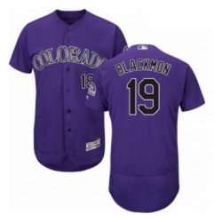 Mens Majestic Colorado Rockies 19 Charlie Blackmon Purple Alternate Flex Base Authentic Collection MLB Jersey