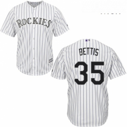 Mens Majestic Colorado Rockies 35 Chad Bettis Replica White Home Cool Base MLB Jersey