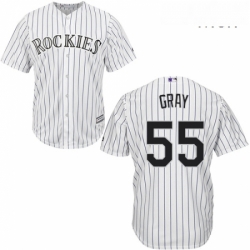 Mens Majestic Colorado Rockies 55 Jon Gray Replica White Home Cool Base MLB Jersey