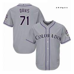 Mens Majestic Colorado Rockies 71 Wade Davis Replica Grey Road Cool Base MLB Jersey 