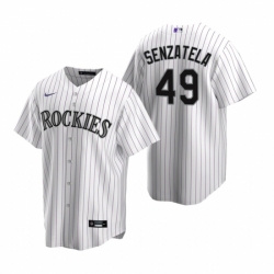 Mens Nike Colorado Rockies 49 Antonio Senzatela White Home Stitched Baseball Jersey