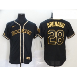 Rockies 28 Nolan Arenado Black Gold 2020 Nike Flexbase Jersey