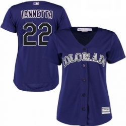 Womens Majestic Colorado Rockies 22 Chris Iannetta Replica Purple Alternate 1 Cool Base MLB Jersey 