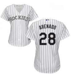 Womens Majestic Colorado Rockies 28 Nolan Arenado Authentic White Home Cool Base MLB Jersey