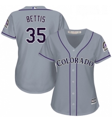 Womens Majestic Colorado Rockies 35 Chad Bettis Authentic Grey Road Cool Base MLB Jersey