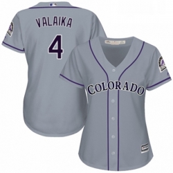 Womens Majestic Colorado Rockies 4 Pat Valaika Replica Grey Road Cool Base MLB Jersey 