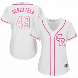 Womens Majestic Colorado Rockies 49 Antonio Senzatela Replica White Fashion Cool Base MLB Jersey 