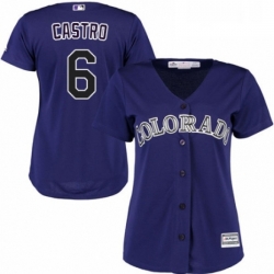 Womens Majestic Colorado Rockies 6 Daniel Castro Replica Purple Alternate 1 Cool Base MLB Jersey 