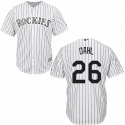 Youth Majestic Colorado Rockies 26 David Dahl Replica White Home Cool Base MLB Jersey 