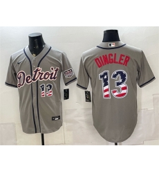 Men Detroit Tigers  13 Dillon Dingler Grey 2026 USA 250 Fourth of July Stitched Baseball Jersey