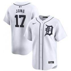 Men Detroit Tigers 17 Jace Jung White 2024 Home Limited Stitched Baseball Jersey