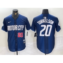 Men Detroit Tigers 20 Spencer Torkelson 2024 Navy City Connect Cool Base Limited jerseys