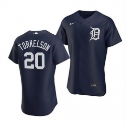 Men Detroit Tigers 20 Spencer Torkelson Navy Flex Base Stitched jersey