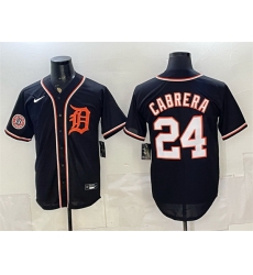 Men Detroit Tigers  24 Miguel Cabrera 2026 With Patch Fashion Replica Black Out Stitched Baseball Jersey