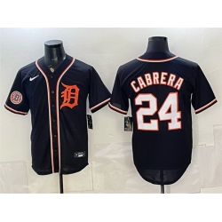 Men Detroit Tigers  24 Miguel Cabrera 2026 With Patch Fashion Replica Black Out Stitched Baseball Jersey