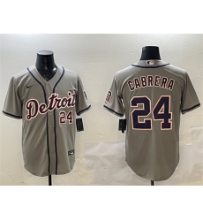 Men Detroit Tigers 24 Miguel Cabrera Grey Cool Base Stitched Baseball Jersey