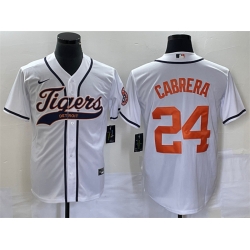 Men Detroit Tigers 24 Miguel Cabrera White Cool Base Stitched Baseball Jersey