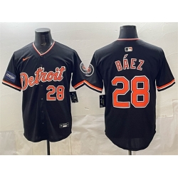 Men Detroit Tigers  28 Javier Baez Black 2026 Meijer Patch Alternate Vapor Premier Limited Stitched Baseball Jersey