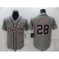 Men Detroit Tigers 28 Javier Baezz Grey Cool Base Stitched jersey