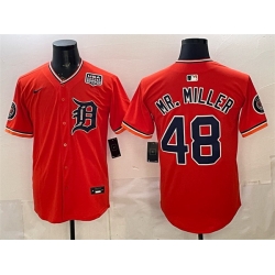 Men Detroit Tigers  48 Mr  Miller Orange 2026 Alternate USA 250  Patch Vapor Premier Limited Stitched Baseball Jersey