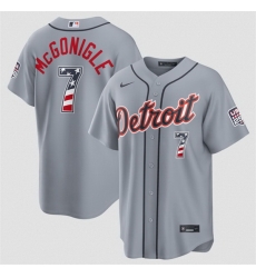 Men Detroit Tigers  7 Kevin McGonigle Grey 2026 USA 250 Fourth of July Stitched Baseball Jersey