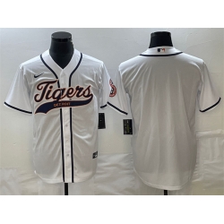 Men Detroit Tigers Blank White Cool Base Stitched Baseball Jersey
