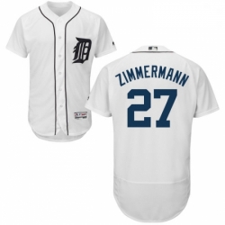 Mens Majestic Detroit Tigers 27 Jordan Zimmermann White Home Flex Base Authentic Collection MLB Jersey