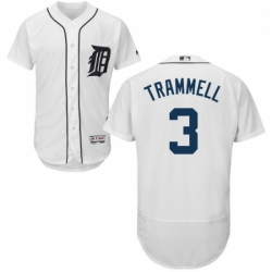 Mens Majestic Detroit Tigers 3 Alan Trammell White Home Flex Base Authentic Collection MLB Jersey