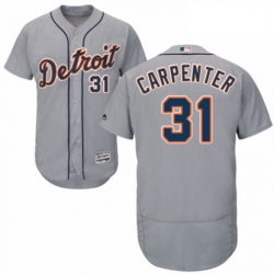 Mens Majestic Detroit Tigers 31 Ryan Carpenter Grey Road Flex Base Authentic Collection MLB Jersey