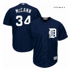 Mens Majestic Detroit Tigers 34 James McCann Replica Navy Blue Alternate Cool Base MLB Jersey