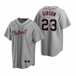 Mens Nike Detroit Tigers 23 Kirk Gibson Gray Road Stitched Baseball Jerse