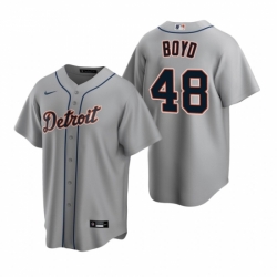 Mens Nike Detroit Tigers 48 Matthew Boyd Gray Road Stitched Baseball Jersey