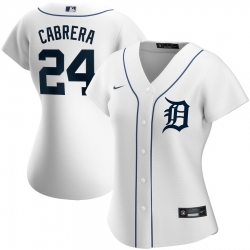 Detroit Tigers 24 Miguel Cabrera Nike Women Home 2020 MLB Player Jersey White