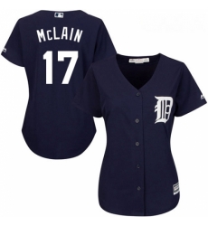 Womens Majestic Detroit Tigers 17 Denny McLain Replica Navy Blue Alternate Cool Base MLB Jersey