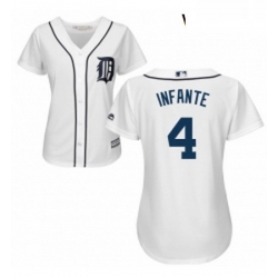 Womens Majestic Detroit Tigers 4 Omar Infante Authentic White Home Cool Base MLB Jersey