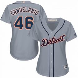 Womens Majestic Detroit Tigers 46 Jeimer Candelario Replica Grey Road Cool Base MLB Jersey 