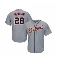 Youth Detroit Tigers 28 Niko Goodrum Replica Grey Road Cool Base Baseball Jersey 