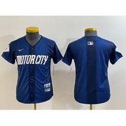 Youth Detroit Tigers Team Big Logo 2024 Navy City Connect Cool Base Limited Stitched jerseys 3