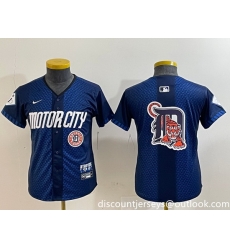 Youth Detroit Tigers Team Big Logo 2024 Navy City Connect Cool Base Limited Stitched jerseys