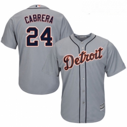 Youth Majestic Detroit Tigers 24 Miguel Cabrera Authentic Grey Road Cool Base MLB Jersey