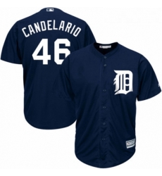 Youth Majestic Detroit Tigers 46 Jeimer Candelario Authentic Navy Blue Alternate Cool Base MLB Jersey 