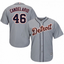 Youth Majestic Detroit Tigers 46 Jeimer Candelario Replica Grey Road Cool Base MLB Jersey 