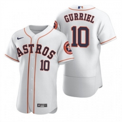 Men Houston Astros 10 Yuli Gurriel White Flex Base Stitched Jersey