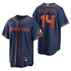 Men Houston Astros 14 Mauricio Dub F3n 2022 Navy City Connect Cool Base Stitched Jersey